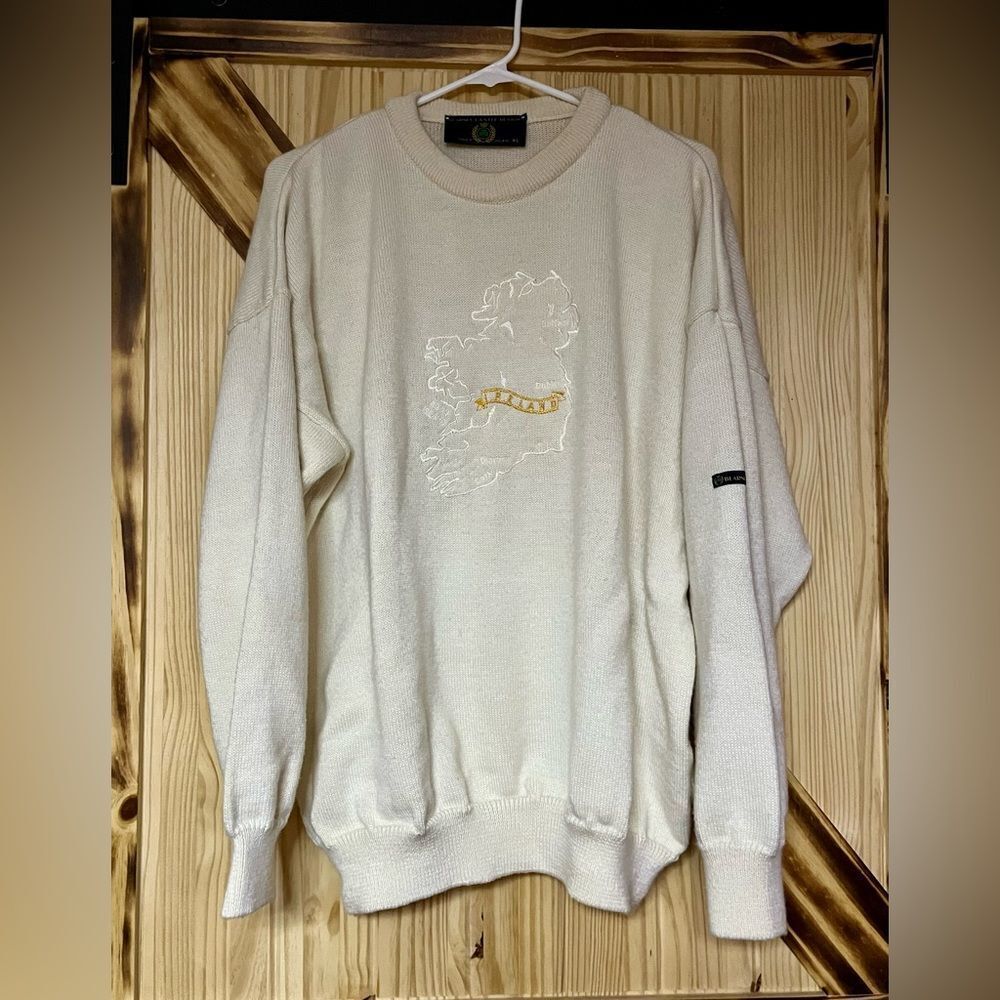 Blarney Castle Embroidered Sweater Winter White XL